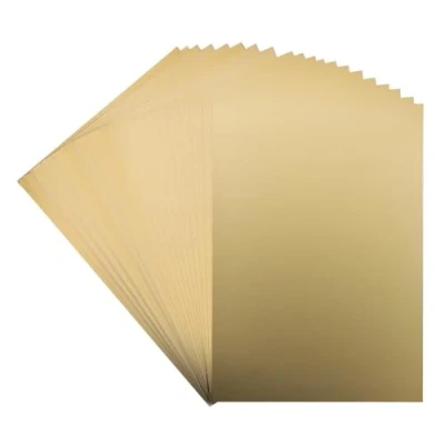Abbildung von Ideen mit Herz Spiegel Karton Metallpapier Bastelpapier metallic 20 Bogen Din A4 200 g/qm (hellgold selbstklebend)