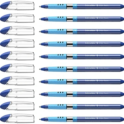 Abbildung von Schneider 151203 Slider Basic Kugelschreiber (Kappenmodell mit Soft Grip Zone, Strichstärke XB) 10er Pack, blau