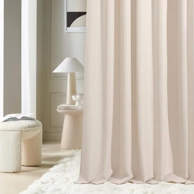 Abbildung von ROOM99 Vorhang mit Silberen Ösen Aura 140 x 300 cm Breite Höhe Schiebegardinen Deko Modern Curtain Gardine Wohnzimmer Schlafzimmer Helle Creme, 1 Stück
