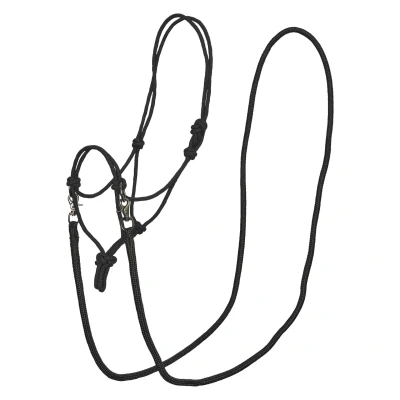 Abbildung von Imperial Riding Gebisslose Trense Free Ride Rope mit Zügeln Schwarz Warmblut