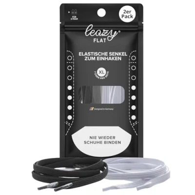 Abbildung von leazy Flat Doppelpack, 2er Pack (1x weißes Paar &amp; 1x schwarzes Paar) XL: Bis 7 Ösen pro Seite