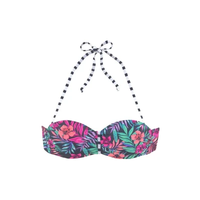 Abbildung von Venice Beach Wirebandeau Bikinitop, Damen, Größe: 36xD, Schwarz bedruckt