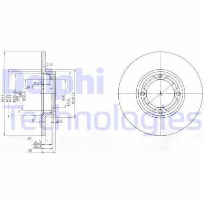 Abbildung von DELPHI BG2533 Bremsscheibe 211 10 4 voll geölt unbehandelt ohne Radlager, ABS Sensorring DAIHATSU: CHARADE 3, CUORE