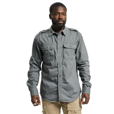 Abbildung von Brandit Vintage Hemd, Herren, Größe: Medium, Charcoal grey