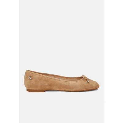 Abbildung von Lauren Ralph Jayna Suede FLAT Klassischer Ballerina, Damen, Größe: 38, Camel Schuhe
