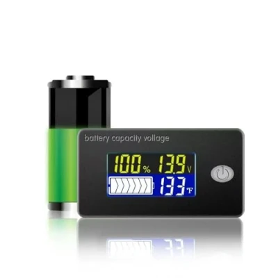 Abbildung von Taikuwu Battery Capacity Monitor 10 100V Programmierbarer Batteriestand Spannung Temperatur Meter Gauge LCD Anzeige Prozentsatz Indikator Tester Electric Quantity Detector