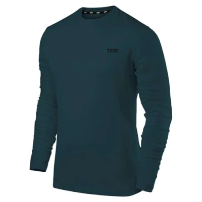 Abbildung von TCA Element Sport Langarmshirt Herren Funktionsshirt mit Rundhalsausschnitt Laufshirt Running Shirt atmungsaktiv Langarm Sportshirt Oberteil Orange, XXL