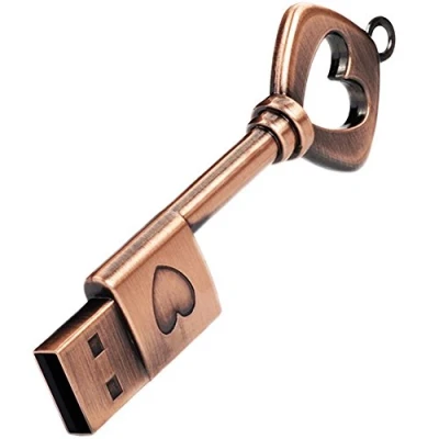 Abbildung von leizhan 32GB USB Stick Speicherstick Flash Laufwerk Memory Metall Herzförmiger Pen Drive für Laptop Computer PC Windows (32GB, Schlüssel)