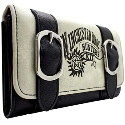 Abbildung von Supernatural Sam &amp; Dean Monsterjäger Set Portemonnaie Tri Fold Münzfach Kartenhalter, Beige