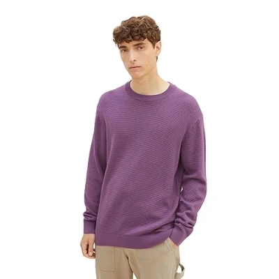 Abbildung von TOM Tailor Denim MIT Struktur Strickpullover, Herren, Größe: XL, Dusty grape