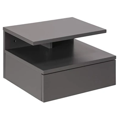 Abbildung von AC Design Furniture Fia Weißer Nachttisch mit 1 Schublade, Wandschrank, minimalistischer Nachtschrank im Skandinavischen Stil, Wandregal B: 40 x T: 32 H: 16,5 cm, Stk