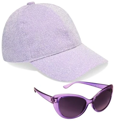 Abbildung von CityComfort Baseball Cap Mädchen, 2er Set Verstellbarer Basecap &amp; UV Schutz Sonnenbrille Kinder Geschenke für Mädchen (Violett Glitzern)