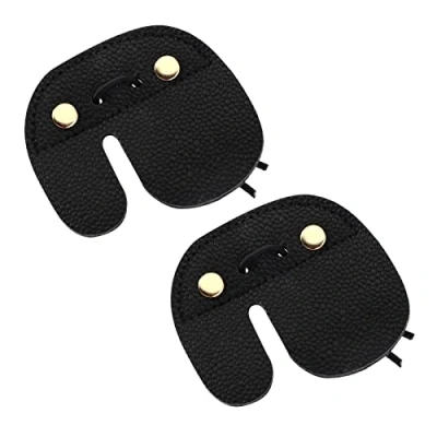 Abbildung von YINETTECH 2 STÜCKE Leder Bogenschießen Finger Tab Doppelte Dicke Schutzfolie Fingerschutz Schießen Übungsausrüstung für Recurve Bögen Bogen Pfeil Schwarz