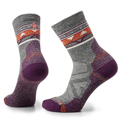 Abbildung von Smartwool Women&#039;s Hike Light Cushion Zig Zag Valley Mid Crew Socks, ASH/Charcoal, M