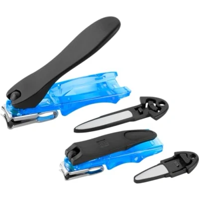 Abbildung von ZWILLING Nagelknipser Set (2 Stück mit leicht gebogener Schneide und Integrierter Nagelfeile, Extra Scharf in 80 mm 100 mm), Blau