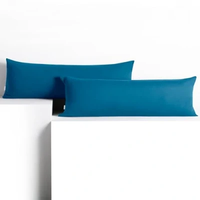 Abbildung von DecoKing 2 Kissenbezüge 40x200 cm Baumwolle Reißverschluss blau Amber