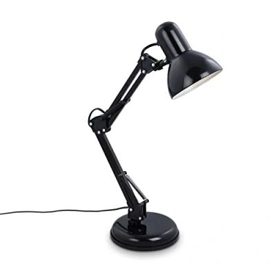 Abbildung von Briloner Leuchten Schreibtischlampe verstellbar, Tischlampe mit Kabelschalter, Retro Tischleuchte E14 Fassung, 546x224 mm (DxH), Schwarz