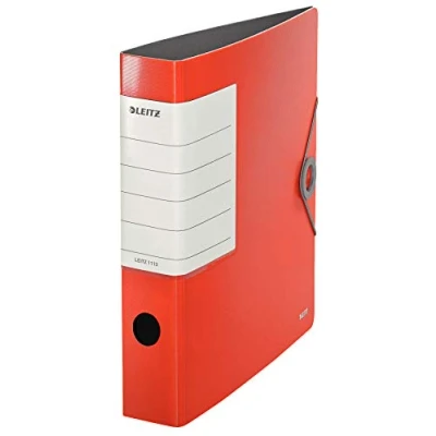 Abbildung von Leitz Qualitäts Ordner 180 Solid, A4, Schmal, Hellrot, 6,2 cm Rückenbreite, Gummibandverschluss, Robustes Polyfoam, extra breites, austauschbares Rückenschild, 11130020