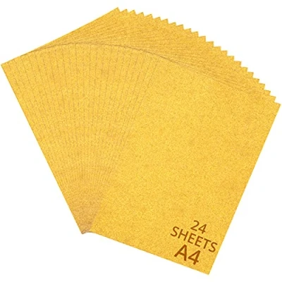 Abbildung von Belle Vous 24 Stk Bastelpapier Glitzerpapier Gold A4 250GSM Tonpapier Goldenes Papier zum Basteln, Scrapbooking, Verpackung Bastelpappe Glitzer für Party, Geschenke, Kunst
