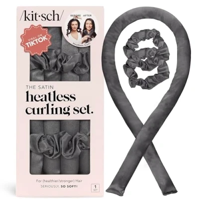 Abbildung von Kitsch Satin Heatless Curling Set Lockenwickler Stirnband für Kurzes Haar &amp; Langes Über Nacht Hair Keine Hitze Locken Wrap