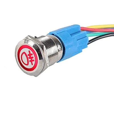 Abbildung von ETOPARS Rostfreier Stahl 19mm KFZ Kippschalter Wippschalter Druckschalter Schalter Drucktaster 12V Rot Licht Metall Nebelschlussleuchte Steckdose Stecker
