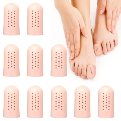 Abbildung von Gel Zehenkappen Zehenschutz Großer Zeh Atmungsaktive Für Hühneraugen Blasen Fehlende Oder Eingewachsene Zehennägel Schwielen Reibungsschmerzen Beige 10 Stück