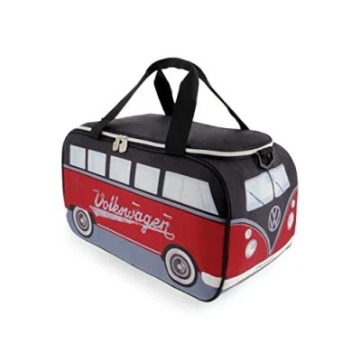 Abbildung von BRISA VW Collection Volkswagen isolierte Kühl Wärme Thermo Picknick Lunch Tasche Box für Lebensmittel im T1 Bulli Bus Design (Rot &amp; Schwarz/25 L)