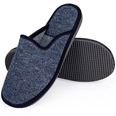 Abbildung von ESTRO Herren Hausschuhe Baumwolle Pantoffeln mit rutschfeste Memory Sohle F17 (44, Jeans)