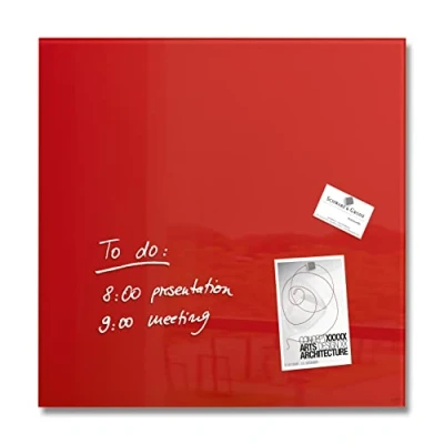 Abbildung von SIGEL GL114 Premium Glas Magnettafel 48 x cm rot hochglänzend, SGS geprüft, einfache Montage, incl. 3 Magnete, Artverum