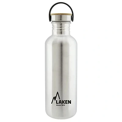 Abbildung von Laken Basic Edelstahlflasche, Trinkflasche Weite Öffnung mit Edelstah Schraubverschluss Bambo, BPA frei 1L, Silber