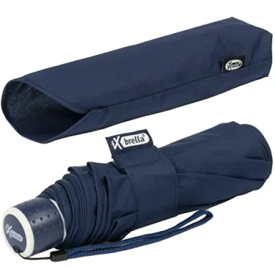 Abbildung von iX brella Mini Ultra Light Damen Taschenschirm mit großem Dach extra leicht dunkel blau