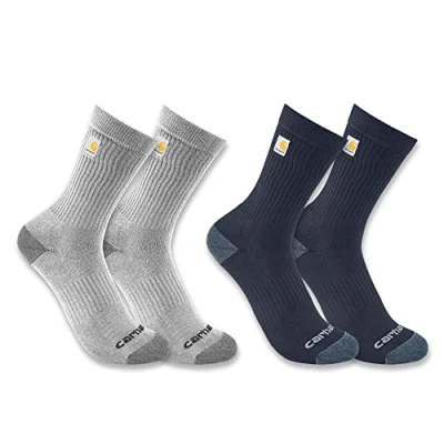 Abbildung von Carhartt Herren Midweight Logo Crew 2er Pack Socken, Gemischt 2, Large