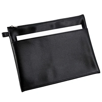 Abbildung von ALASSIO 42230 Bank Utensilientasche,Banktasche aus Lederimitat mit Reißverschluss,Transporttasche für Münzen,Geldscheine und Wertsachen,Money Pouch,Multifunktionstasche ca. 25 x 19 cm,schwarz