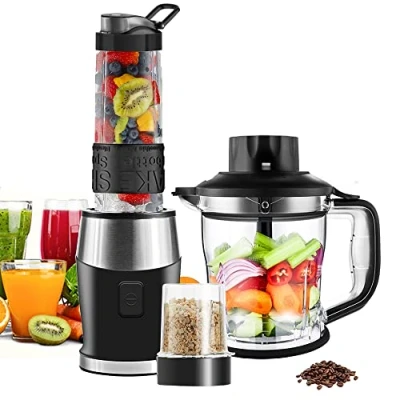 Abbildung von WAWORIO Mixer Smoothie Maker, 700 Watt Standmixer Mixer, Multifunktion Smoothiemaker/Fleisch Zerkleinerer/Ice Crusher/Kaffeemühle mit 570ml Sport Flasche BPA frei Tritan