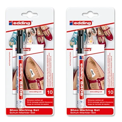 Abbildung von edding Label Marker Zum dauerhaften Beschriften von Textilien/Schuhen (Doppelpack Schuh Markier Set)