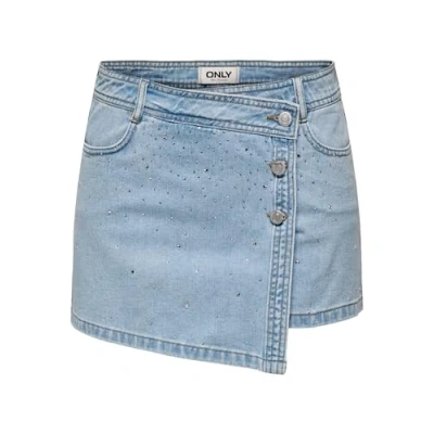 Abbildung von ONLY Onllesly Rhinestone Skort Jeans Shorts, Damen, Größe: Medium, Light blue denim
