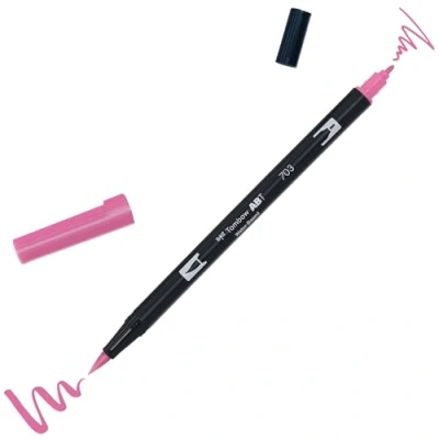 Abbildung von Tombow AB T703 Fasermaler ABT Dual Brush Pen mit zwei Spitzen, pink rose, 1 Stück (1er Pack)
