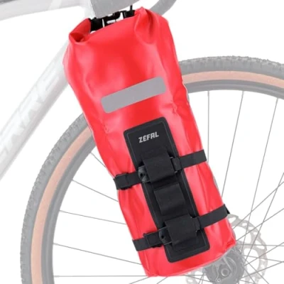 Abbildung von ZEFAL Gabeltaschen Fahrrad Dry Bag 6L + Z Adventure Cage Fahrradtaschen für Gepäckträger oder Gabel Fahrradtasche Wasserdicht Bikepacking Taschen Zubehör Gravel Bike