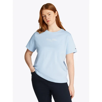 Abbildung von Tommy Hilfiger Curve Script TEE Tshirt print, Damen, Größe: 48, Breezy blue