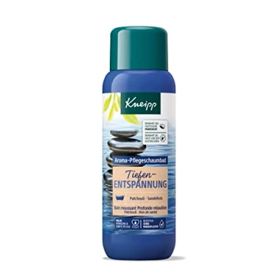 Abbildung von Kneipp Aroma Pflegeschaumbad Tiefenentspannung Badezusatz mit wertvollem Sandelholzextrakt und natürlichen ätherischen Patchouliöl pflegendes entspannendes Badeerlebnis 400ml