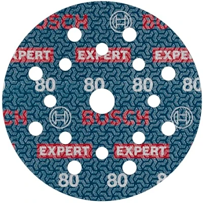 Abbildung von Bosch 50x EXPERT O780 Folienschleifscheibe, 125 mm (für Hartholz, Farbe auf Holz, Ø mm, Körnung 80, Professional Zubehör Exzenterschleifer)
