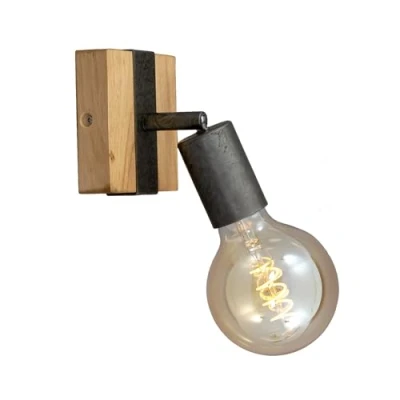 Abbildung von BRILONER Wandleuchte Innen schwenkbar, Vintage, Holzbasis, Wandlampe innen, Wandstrahler Wandlicht, Wandbeleuchtung, Schlafzimmer, Flurlampe, Wall Light, 10x10,3x9 cm, Holz Schwarz