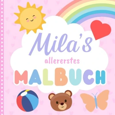 Abbildung von Mila&#039;s allererstes Malbuch: Personalisiertes Kritzelbuch für Mila ab 1 Jahr
