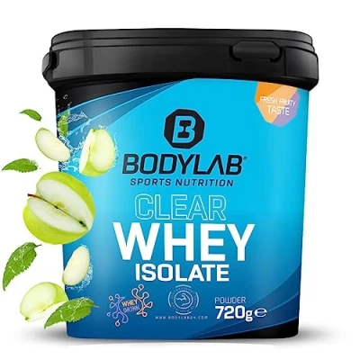 Abbildung von Bodylab24 Clear Whey Isolate 720g Grüner Apfel, Eiweiß Shake aus bis zu 96% hochwertigem Molkenprotein Isolat, erfrischend fruchtiger Drink, Protein Pulver kann den Muskelaufbau unterstützen