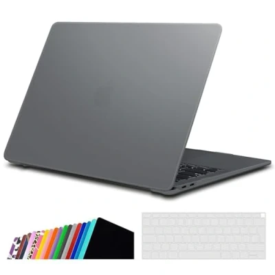 Abbildung von iNeseon Hülle Kompatibel mit MacBook Air 13 Zoll (A2337 M1 A2179 A1932), Plastik Case Cover Hartschale Schutzhülle + Tastaturschutz für Retina Released 2018 2021, Grau