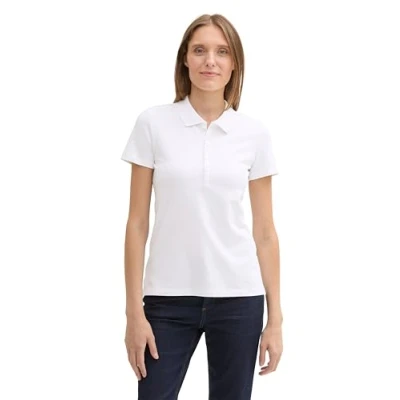 Abbildung von TOM TAILOR Damen 1044731 Piqueé Polo Shirt, 20000 White, X Small