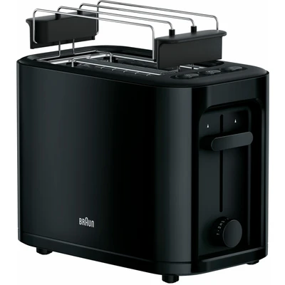 Abbildung von Braun HT 3010 BK Toaster Doppelschlitz Herausnehmbare Krümelschublade Aufwärm und Auftaufunktion 7 Röstgrade Separater Brötchenaufsatz Schwarz
