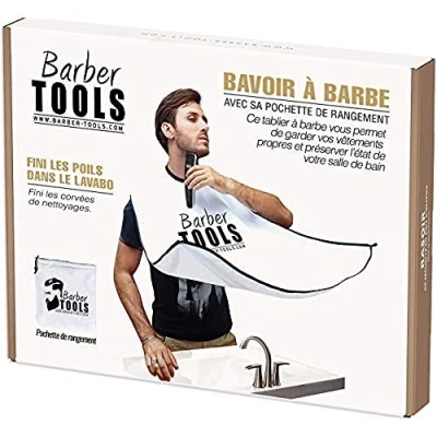 Abbildung von BARBER TOOLS ✮ Bart Schürze Bib Bartlatz für Rasur Lätzchen