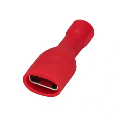 Abbildung von Heschen Schnellkupplungsbuchse Vinyl vollisoliert, FDFD1.25 250, 6,3 x 0,8 mm Kabelschuh, für 0,5 1,5 mm² (22 16 AWG), Rot, 100 Stück