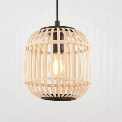 Abbildung von EGLO Pendelleuchte »BORDESLEY«, 1 flammig, Leuchtmittel E27 ohne Leuchtmittel, schwarz / Ø21 x H110 cm exkl. (je max. 28W) Stahl und Holz